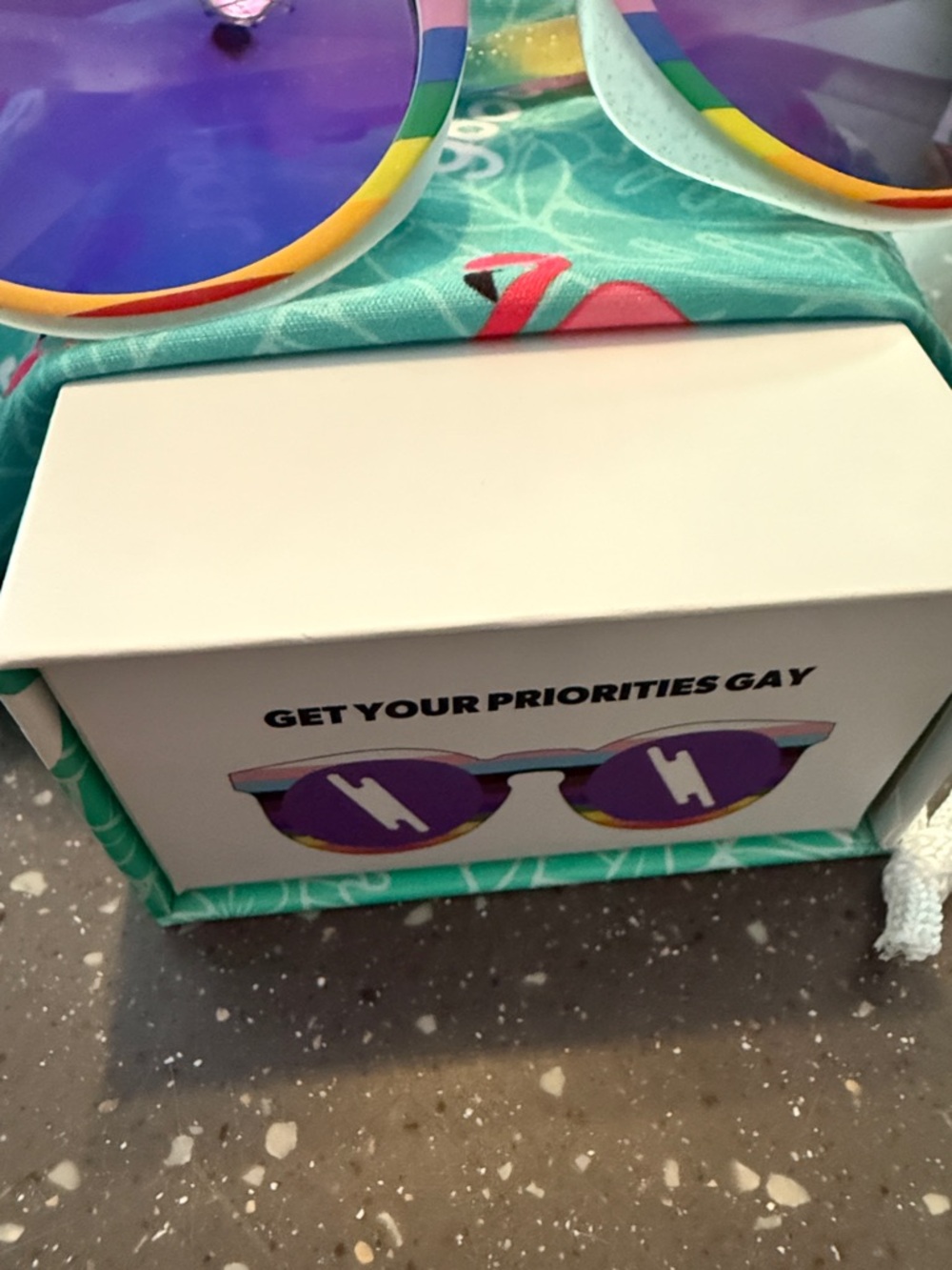Goodr Get Your Priorities Gay Round Sunglasses with Purple Mirrored Lenses - Picture 2 of 2